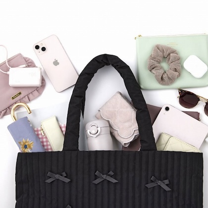 SISTER AUDREY (シスターオードリー)リボンたっぷり!軽くておしゃれなキルティングトートバッグ