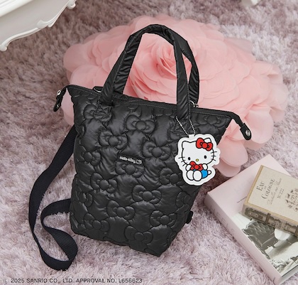 HELLO KITTY リボンな 3wayキルティングBAG BOOK おしゃれBLACK
