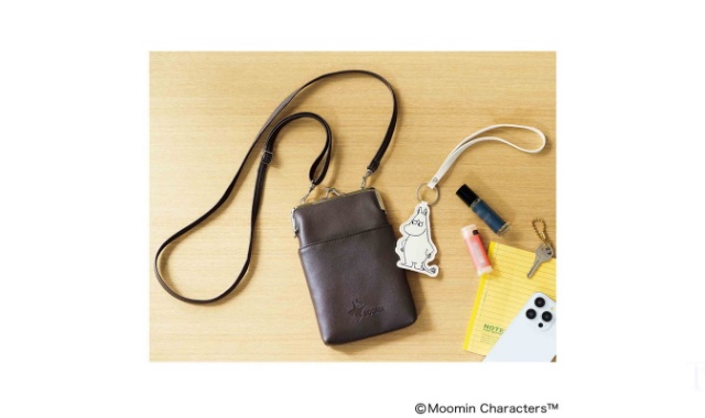 MOOMIN (ムーミン) ジップポケット付き がま口スマホショルダー&ムーミン バッグチャーム