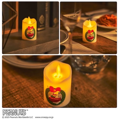 おしゃれな専用スリーブ付き！ スヌーピーデザインのゆらゆらキャンドルライト