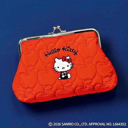 ハローキティ リンゴ柄にときめく刺しゅう入りがま口ポーチ