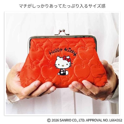 ハローキティ リンゴ柄にときめく刺しゅう入りがま口ポーチ