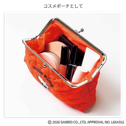 ハローキティ リンゴ柄にときめく刺しゅう入りがま口ポーチ