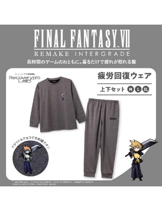 一般医療機器＜Recoverypro Lab.＞疲労回復ウェア BOOK 『FINAL FANTASY VII REMAKE INTERGRADE』上下セット（長袖・ロングパンツ）／グレー