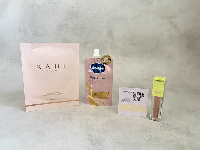 [MAYBELLINE  チークブラッシュ／ハイライター &ファンデ][ヴァセリン ボディローション][KAHI シートマスク] 画像
