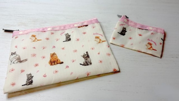 レスポートサック×MAQUIAコラボ 猫×桜柄ポーチ 2個セット