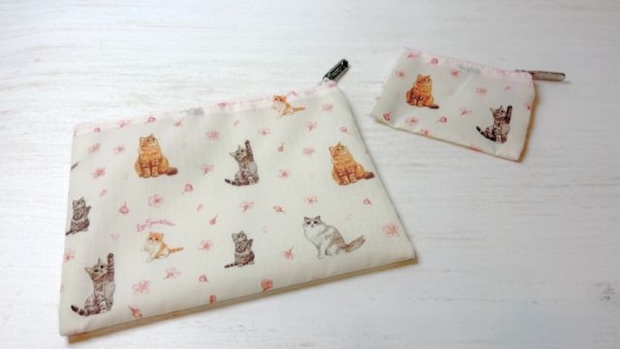 レスポートサック×MAQUIAコラボ 猫×桜柄ポーチ 2個セット