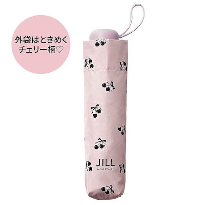JILL by JILL STUART 晴雨兼用折りたたみ傘 マットピンク チェリーロゴ