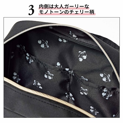 JILL by JILL STUART 持ち手つきビッグリボンポーチ 内側チェリー柄