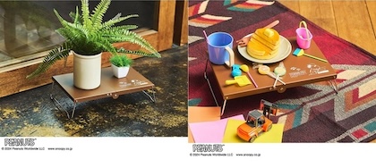 スヌーピーデザインのスチール製テーブル